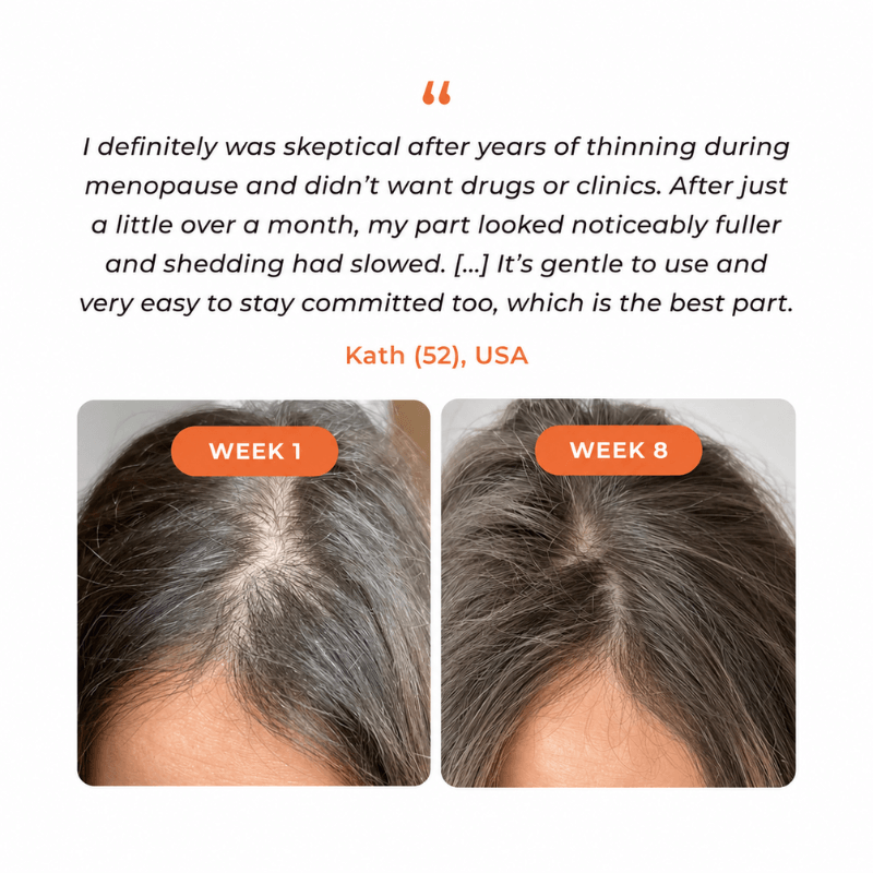 Kath, 52, week 1 and week 8 photos with her written review